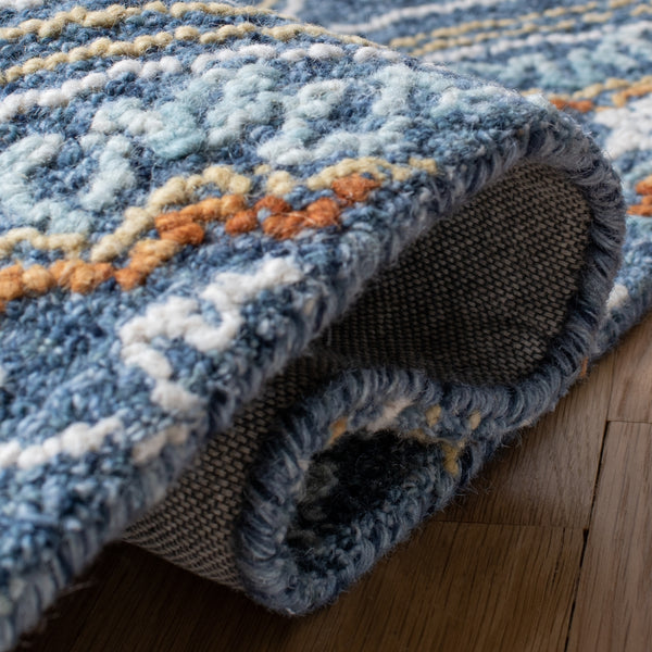 Safavieh Blossom 605 Hand Tufted 80% Wool, 20% Cotton Rug Navy / Yellow 9' x 12'