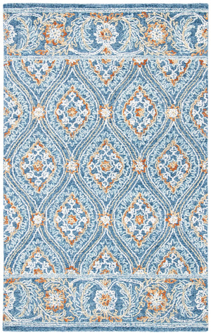 Safavieh Blossom 605 Hand Tufted 80% Wool, 20% Cotton Rug Navy / Yellow 9' x 12'