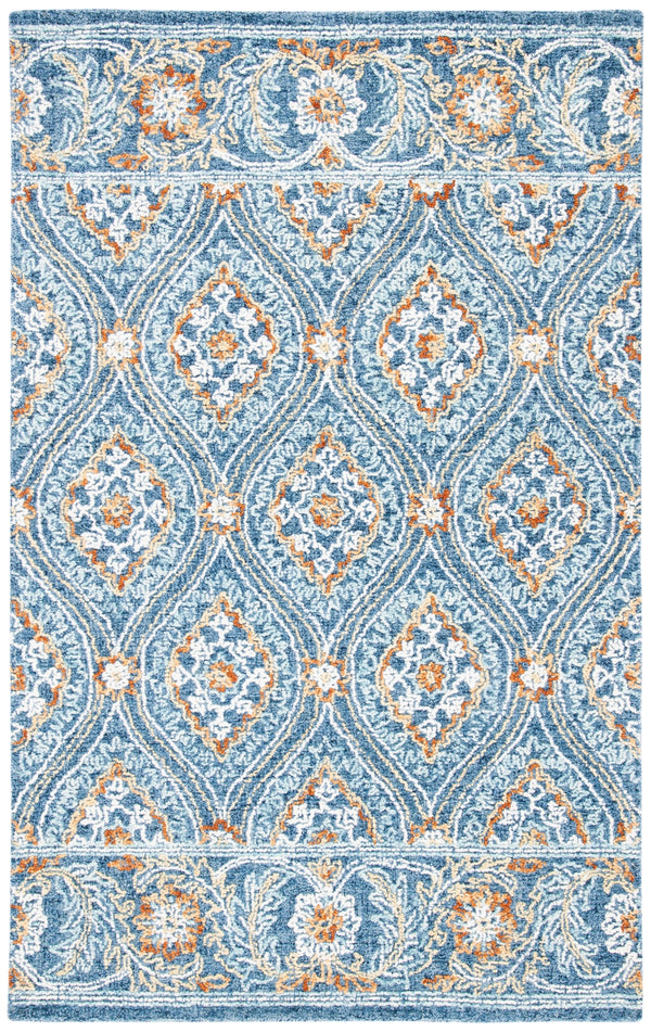 Safavieh Blossom 605 Hand Tufted 80% Wool, 20% Cotton Rug Navy / Yellow 9' x 12'