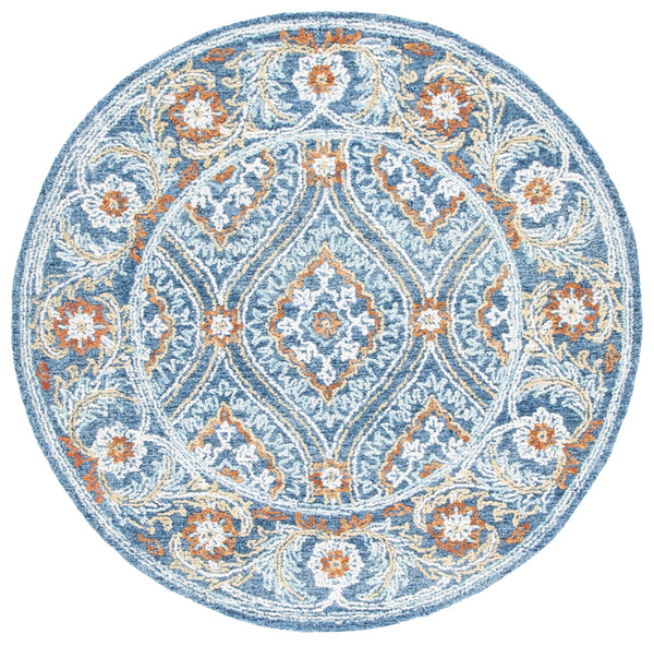 Safavieh Blossom 605 Hand Tufted 80% Wool, 20% Cotton Rug Navy / Yellow 9' x 12'