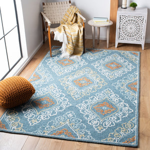 Safavieh Blossom 606 Hand Tufted 80% Wool, 20% Cotton Rug Blue / Yellow 5' x 8'