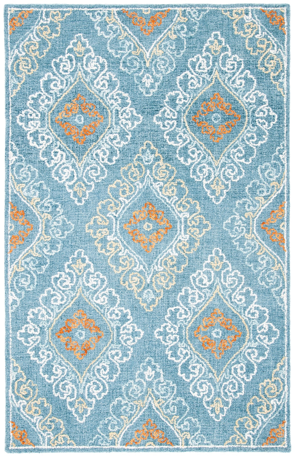 Safavieh Blossom 606 Hand Tufted 80% Wool, 20% Cotton Rug Blue / Yellow 5' x 8'