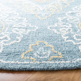 Safavieh Blossom 606 Hand Tufted 80% Wool, 20% Cotton Rug Blue / Yellow 6' x 6' Round