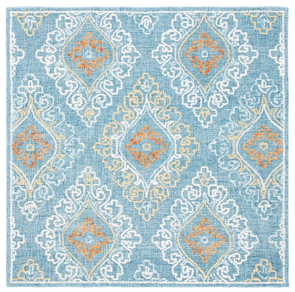 Safavieh Blossom 606 Hand Tufted 80% Wool, 20% Cotton Rug Blue / Yellow 6' x 6' Square