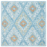 Safavieh Blossom 606 Hand Tufted 80% Wool, 20% Cotton Rug Blue / Yellow 6' x 6' Square