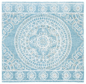 Safavieh Blossom 607 Hand Tufted 80% Wool, 20% Cotton Rug Blue / Ivory 6' x 6' Square