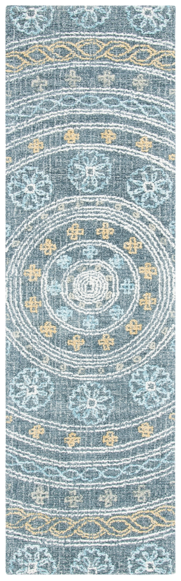 Safavieh Blossom 608 Hand Tufted 80% Wool, 20% Cotton Rug Charcoal / Yellow 4' x 6'