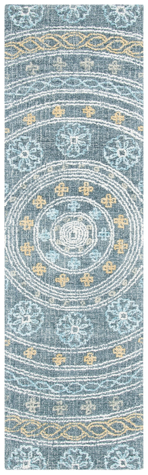 Safavieh Blossom 608 Hand Tufted 80% Wool, 20% Cotton Rug Charcoal / Yellow 4' x 6'