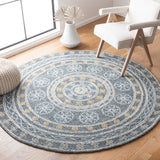 Safavieh Blossom 608 Hand Tufted 80% Wool, 20% Cotton Rug Charcoal / Yellow 6' x 6' Round