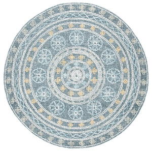 Safavieh Blossom 608 Hand Tufted 80% Wool, 20% Cotton Rug Charcoal / Yellow 6' x 6' Round