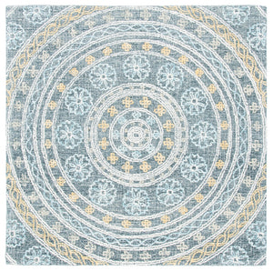 Safavieh Blossom 608 Hand Tufted 80% Wool, 20% Cotton Rug Charcoal / Yellow 6' x 6' Square