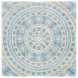 Safavieh Blossom 608 Hand Tufted 80% Wool, 20% Cotton Rug Charcoal / Yellow 6' x 6' Square