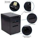English Elm EE1317 Contemporary Office Bundle - Desk/File Cabinet/Chair Black EEV-11645