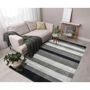 AMER Rugs Blend BLN-15 Hand-Loomed Striped Transitional Area Rug Charcoal 10' x 14'