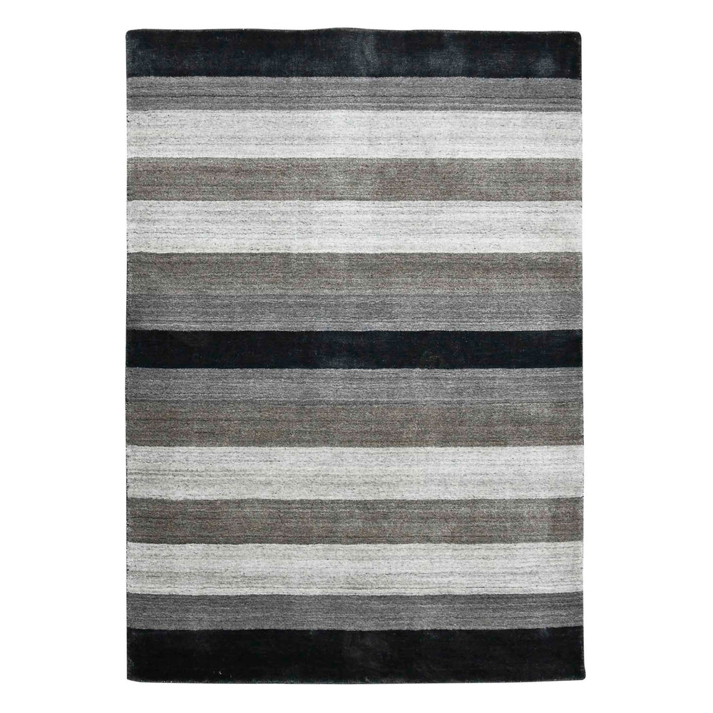 AMER Rugs Blend BLN-15 Hand-Loomed Striped Transitional Area Rug Charcoal 10' x 14'