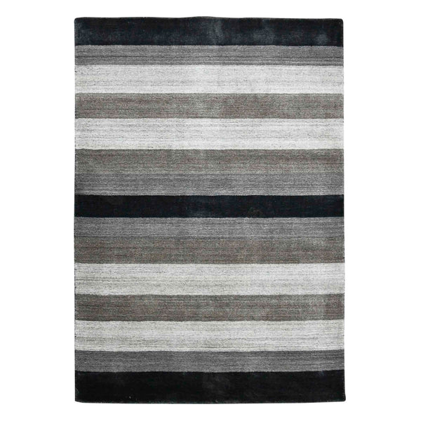 AMER Rugs Blend BLN-15 Hand-Loomed Striped Transitional Area Rug Charcoal 10' x 14'