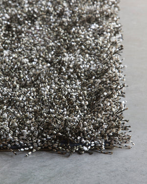 Chandra Rugs Blossom 100% Polyester Hand-Woven Shag Rug Charcoal/Grey/Ivory 9' x 13'