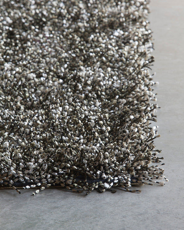 Chandra Rugs Blossom 100% Polyester Hand-Woven Shag Rug Charcoal/Grey/Ivory 9' x 13'