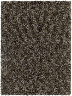 Chandra Rugs Blossom 100% Polyester Hand-Woven Shag Rug Charcoal/Grey/Ivory 9' x 13'