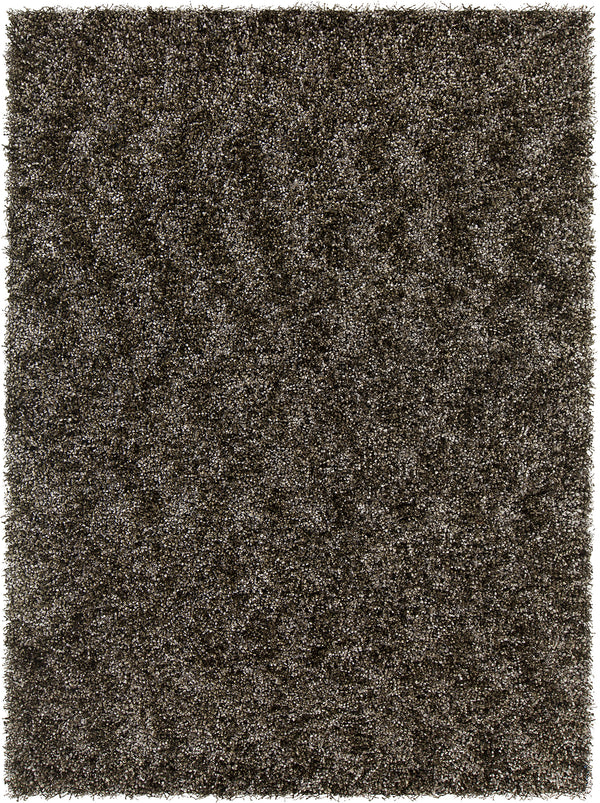 Chandra Rugs Blossom 100% Polyester Hand-Woven Shag Rug Charcoal/Grey/Ivory 9' x 13'