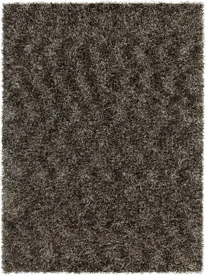 Chandra Rugs Blossom 100% Polyester Hand-Woven Shag Rug Charcoal/Grey/Ivory 9' x 13'