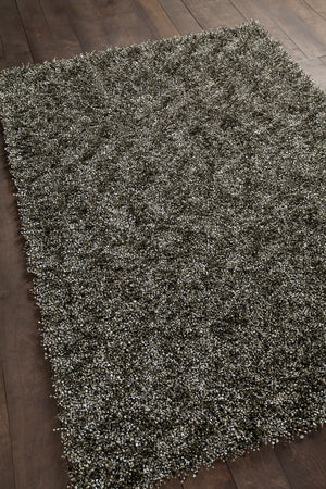 Chandra Rugs Blossom 100% Polyester Hand-Woven Shag Rug Charcoal/Grey/Ivory 9' x 13'
