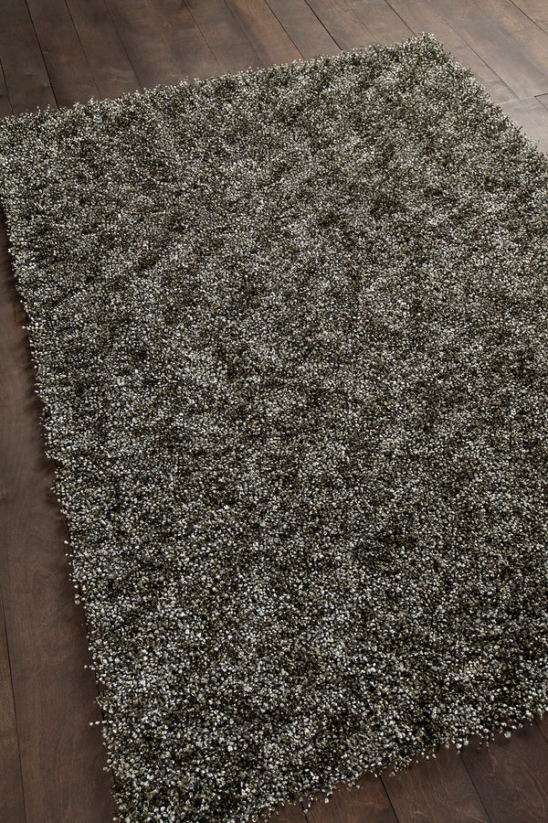 Chandra Rugs Blossom 100% Polyester Hand-Woven Shag Rug Charcoal/Grey/Ivory 9' x 13'