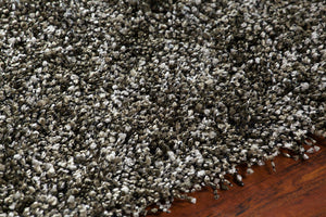 Chandra Rugs Blossom 100% Polyester Hand-Woven Shag Rug Charcoal/Grey/Ivory 9' x 13'