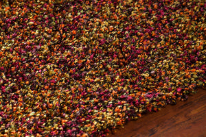 Chandra Rugs Blossom 100% Polyester Hand-Woven Shag Rug Red/Orange 9' x 13'