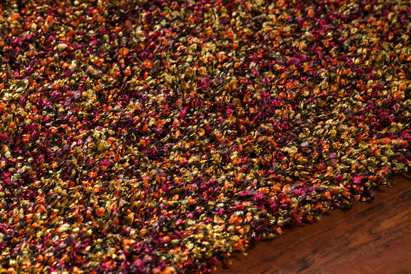 Chandra Rugs Blossom 100% Polyester Hand-Woven Shag Rug Red/Orange 9' x 13'