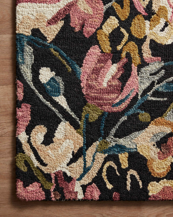Loloi Rugs Belladonna BLM-01 100% Wool Pile Hooked Transitional Area Rug Black / Berry 130.453 BLOSBLM-01BLBY86B6
