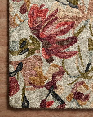 Loloi Rugs Belladonna BLM-01 100% Wool Pile Hooked Transitional Area Rug Ivory / Raspberry 130.453 BLOSBLM-01IVRA86B6