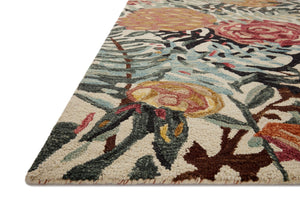 Loloi Rugs Belladonna BLM-02 100% Wool Pile Hooked Transitional Accent Rug Ivory / Lagoon 30.8525 BLOSBLM-02IVLJ500R