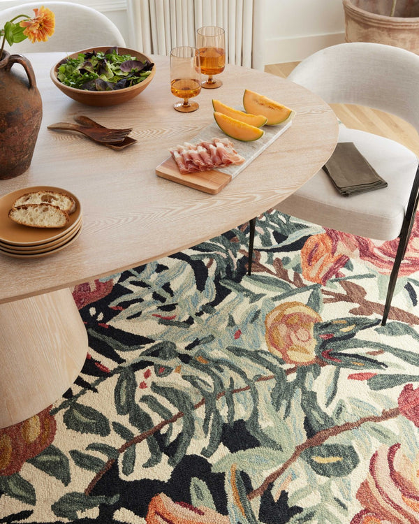 Loloi Rugs Belladonna BLM-02 100% Wool Pile Hooked Transitional Accent Rug Ivory / Lagoon 30.8525 BLOSBLM-02IVLJ500R