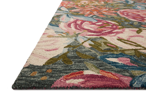 Loloi Rugs Belladonna BLM-03 100% Wool Pile Hooked Transitional Area Rug Lagoon / Multi 130.453 BLOSBLM-03LJML86B6