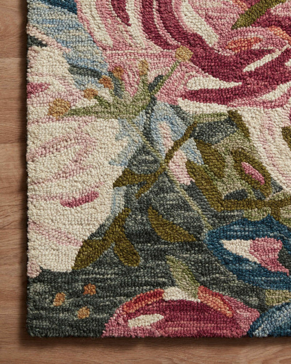 Loloi Rugs Belladonna BLM-03 100% Wool Pile Hooked Transitional Area Rug Lagoon / Multi 130.453 BLOSBLM-03LJML86B6