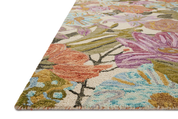 Loloi Rugs Belladonna BLM-04 100% Wool Pile Hooked Transitional Area Rug Ivory / Multi 130.453 BLOSBLM-04IVML86B6