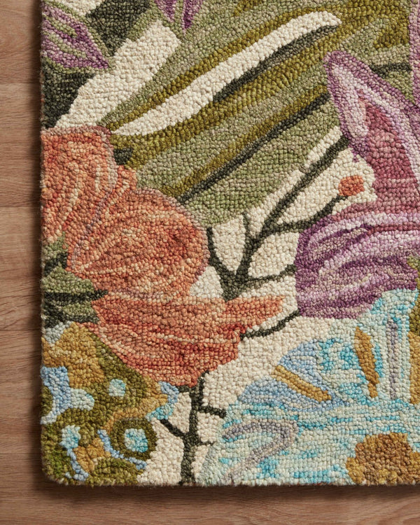 Loloi Rugs Belladonna BLM-04 100% Wool Pile Hooked Transitional Accent Rug Ivory / Multi 30.8525 BLOSBLM-04IVML500R