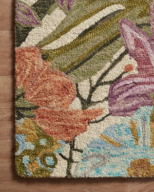 Loloi Rugs Belladonna BLM-04 100% Wool Pile Hooked Transitional Area Rug Ivory / Multi 130.453 BLOSBLM-04IVML86B6