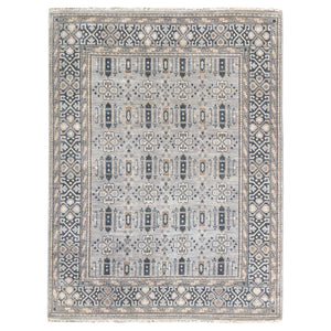 AMER Rugs Blu BLU-33 Hand-Knotted Geometric Classic Area Rug Blue 10' x 14'