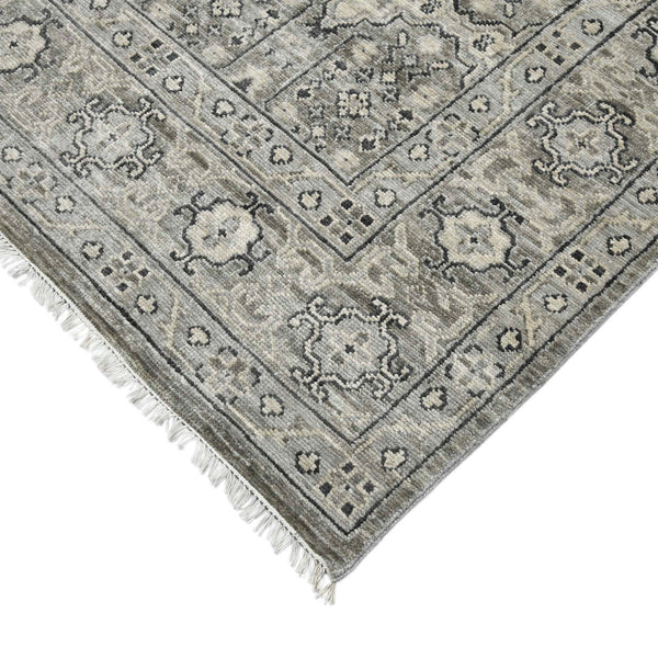 AMER Rugs Blu BLU-35 Hand-Knotted Geometric Classic Area Rug Gray 10' x 14'