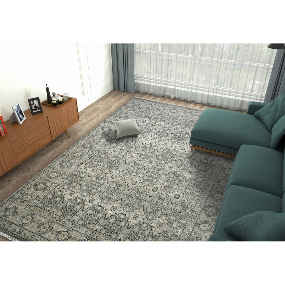 AMER Rugs Blu BLU-35 Hand-Knotted Geometric Classic Area Rug Gray 10' x 14'