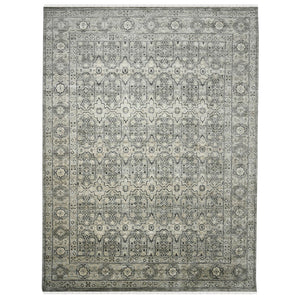 AMER Rugs Blu BLU-35 Hand-Knotted Geometric Classic Area Rug Gray 10' x 14'