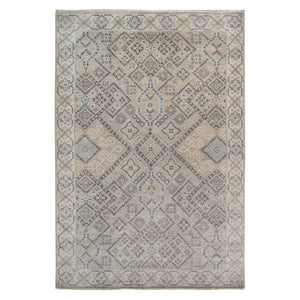 AMER Rugs Blu BLU-37 Hand-Knotted Geometric Classic Area Rug Silver 10' x 14'