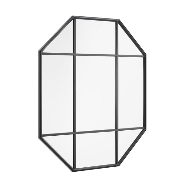 Walker Edison Transitional/Farmhouse Metal and Glass Windowpane Mirror BLWM36BL