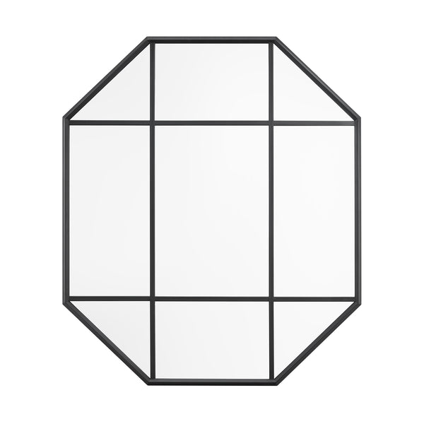 Walker Edison Transitional/Farmhouse Metal and Glass Windowpane Mirror BLWM36BL