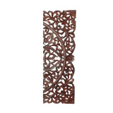 Benzara Three Piece Wooden Wall Panel Set with Traditional Scrollwork and Floral Details, Brown BM00067 Brown MDF BM00067