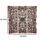 Benzara Three Piece Wooden Wall Panel Set with Traditional Scrollwork and Floral Details, Brown BM00067 Brown MDF BM00067