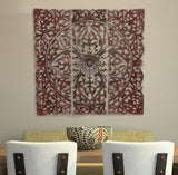 Benzara Three Piece Wooden Wall Panel Set with Traditional Scrollwork and Floral Details, Brown BM00067 Brown MDF BM00067