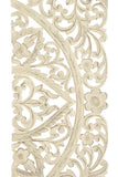 Benzara Benzara Floral Hand Carved Wooden Wall Plaque, Set of three, Antique White BM00070 White Wood BM00070